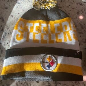 Steelers Pom Beanie - Black, Yellow, White